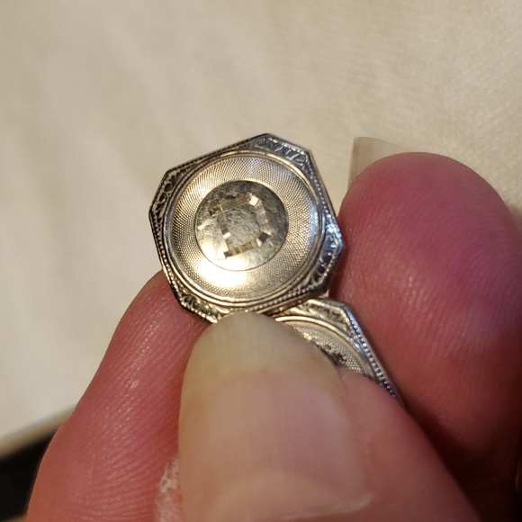 14k White Gold Art Deco Antique Cuff Links - Picture 5 of 8